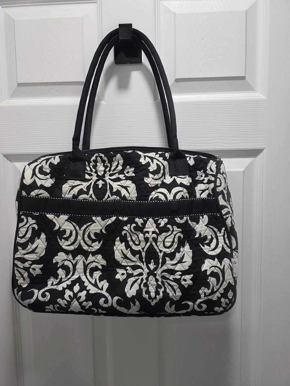 Brighton Black and White Quilted Damask Shoulder Bag